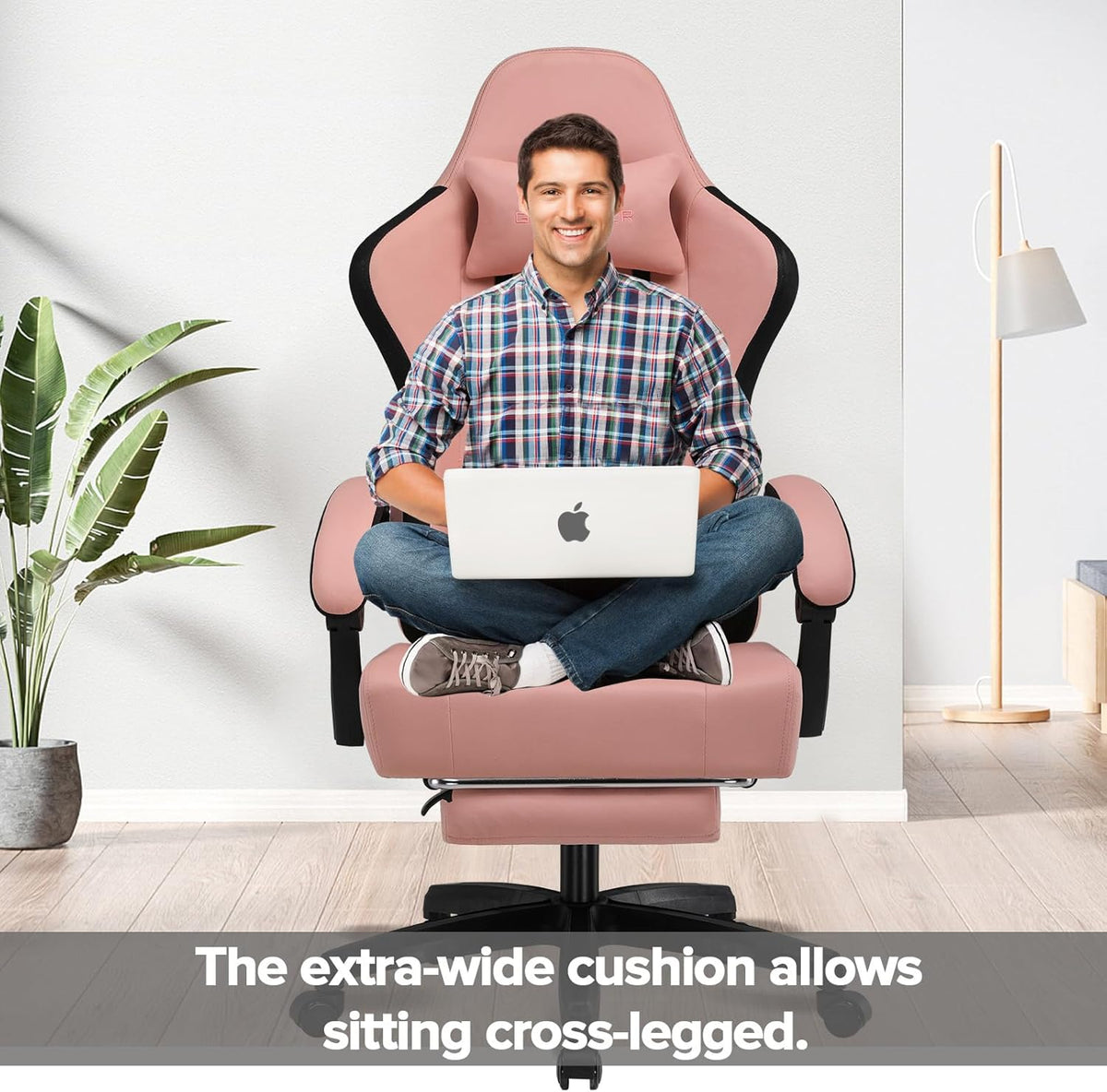 GTPLAYER Gaming Chair, Office Chair with Pocket Spring Cushion, Armrests and Hinged Footrest, Ergonomic Computer Chair with High Back and Lumbar Support OB - QUORE