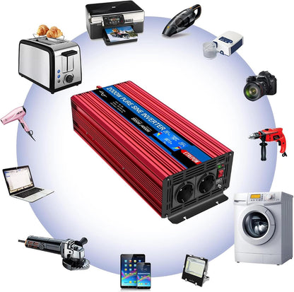 Omvormer 2000W/4000W 24V naar 230V Pure Sinus Volt ETREPOW Auto spanningsomvormer Omvormer Converter Pure Sine Wave Power Inverter DC AC omvormer (Draadloze afstandsbediening, display)