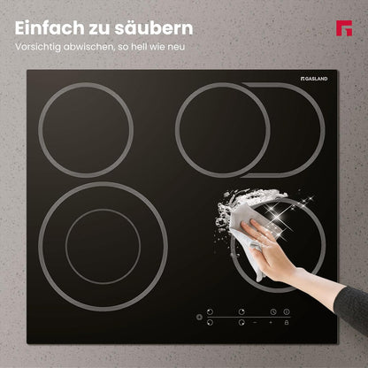 Keramische kookplaat – Glaskeramische kookplaat – Elektrische kookplaat – Inbouw kookplaat – 4 kookzones – 6600W vermogen – Kinderslot en timer