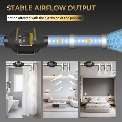 FanGoFast Rookafzuiging, buisventilator, 200 mm, inline-kanaalventilator, afvoerventilator, 230 V, stil, met IEC-stopcontact, EU-stekker + 1,5 m EU-netsnoer voor badkamer, kantoor, groeiruimtes
