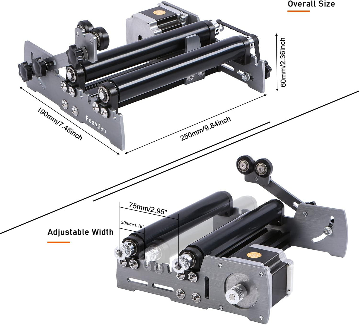 R57 Y-as roterende roller graveermodule voor cilindrische objecten gebogen oppervlak voor FoxAlien 4040-XE CNC-router graveermachine