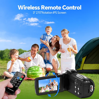 4K Videocamera – Camcorder – Vlogcamera – YouTube Camera – Digitale Camera – 18x Digitale Zoom – 3 Inch 270° Draaibaar Scherm