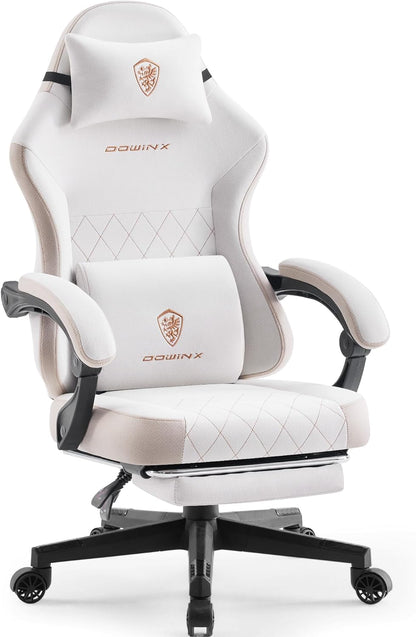 Gamingstoel – Bureaustoel – Office Chair – Gamerstoel – Ergonomische Stoel – Pocketveer Zitting – Verstelbare Rugleuning en Voetensteun – Beige