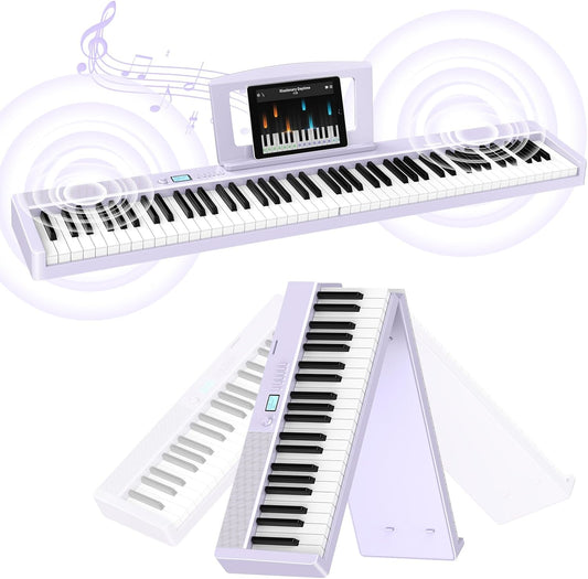 E-piano 88 toetsen – Keyboard Piano – Digitale Piano – Opvouwbare E-Piano – Elektrische Piano – Paars – Bluetooth en MIDI-ondersteuning – 1800 mAh Batterij