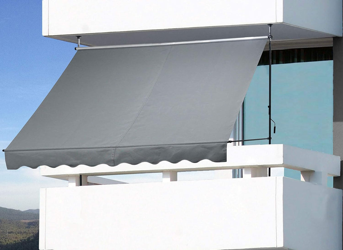 QUICK STAR klemluifel 300 x 130 cm grijs balkonluifel zonwering terrasoverkapping in hoogte verstelbaar van 200-290 cm luifel balkon zonder boren