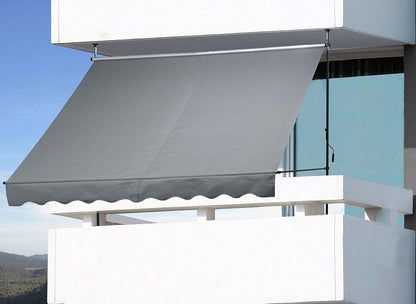 QUICK STAR klemluifel 300 x 130 cm grijs balkonluifel zonwering terrasoverkapping in hoogte verstelbaar van 200-290 cm luifel balkon zonder boren