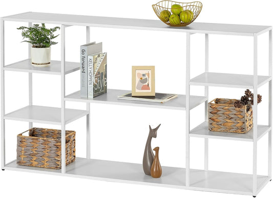 HDANI Consoletafel 140 cm, modern ingangsmeubel, ingangsconsole, robuust en stabiel frame, verstelbare poten, voor woonkamer, hal, voordeur, 140 x 30 x 80 cm, wit