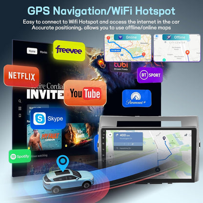 4G+64G 8 Core Qualcomm Car Radio for Toyota Corolla Verso AR10 2004-2009 with Wireless Carplay & Android Auto, 9 Inch Car Stereo with WiFi/GPS/Bluetooth 5.1/FM RDS Radio