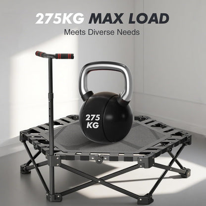 42" Fitness Trampoline met verstelbare handgreep One-Click Folding & Geen Montage Mini Trampoline Rebounder voor Volwassenen Binnen & Outdoor Max Belasting 300 KG
