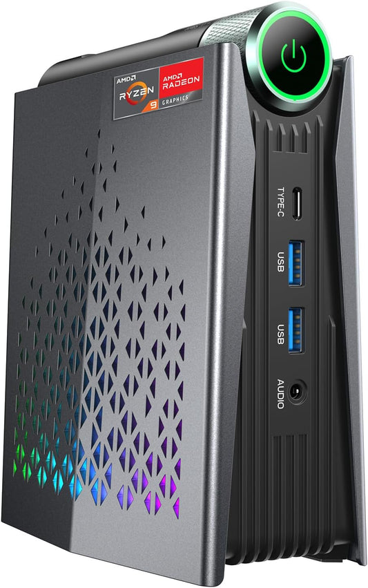 ACEMAGICIAN AMD Ryzen 9 6900HX (tot 4,9 GHz) RGB Mini PC, 32 GB DDR5 1024 GB (1 TB) SSD, AMD Radeon RX 680M Micro Desktop 【Instelbare Modus/Stille Eco/Performance】