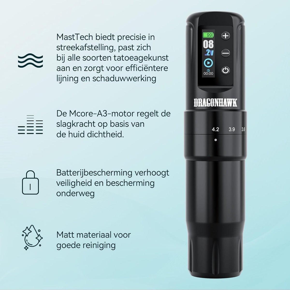 Dragonhawk Mast Pen Rotary Tattoo Machine Stroomvoorziening Mastnaalden Voetpedaal Geschenkdoos DML-7