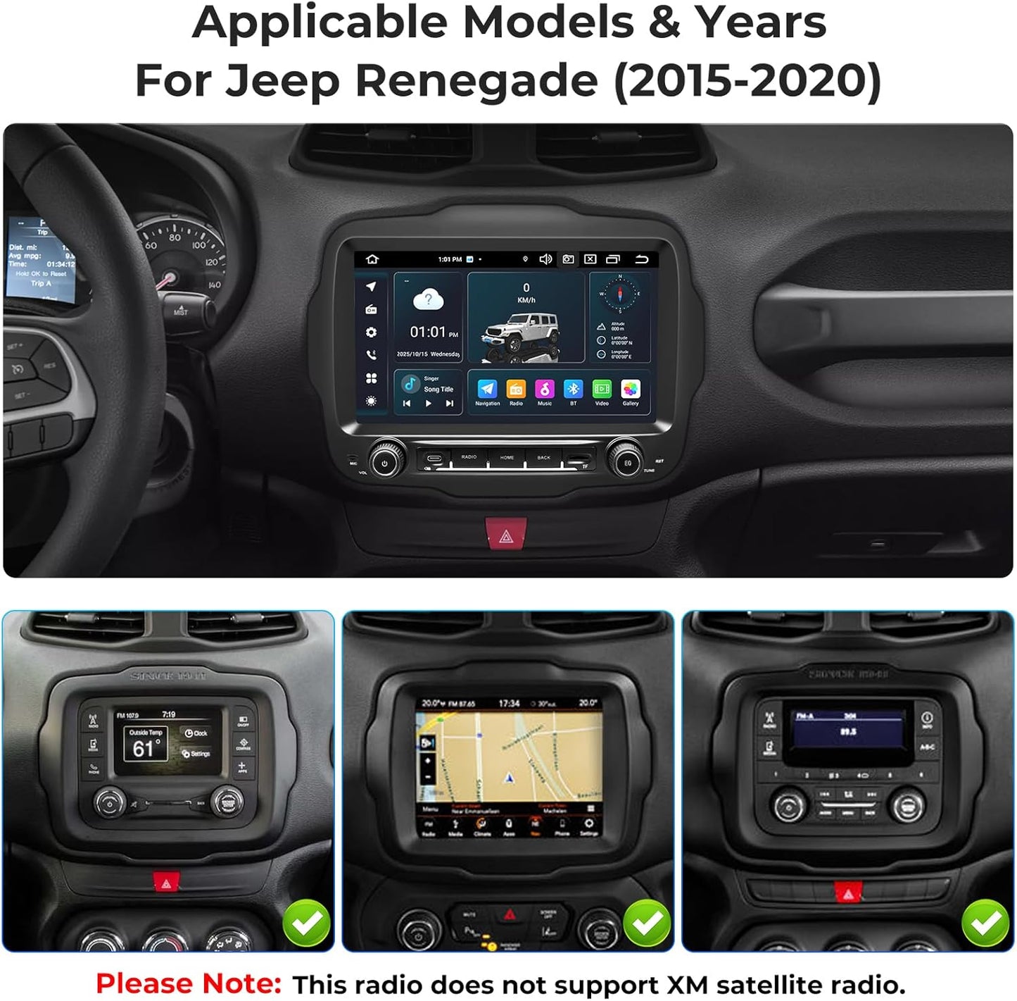 Autoradio Jeep Renegade – Multimedia Unit – Navigatiesysteem – Autoradio Stereo – Inbouw Radio – 9-inch HD IPS QLED Touchscreen – Android 14 met 4G LTE & Draadloze CarPlay