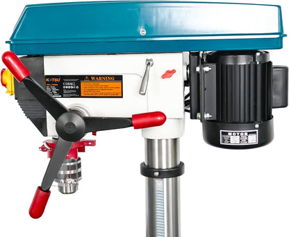 KATSU Tools Industriële bankpijlerboormachine, 900 W + 20 mm boorkop + 12 snelheden elektronische variabele snelheidsschakelaar + 85 mm maximale boordiepte + max. 2380 tpm + in hoogte verstelbare