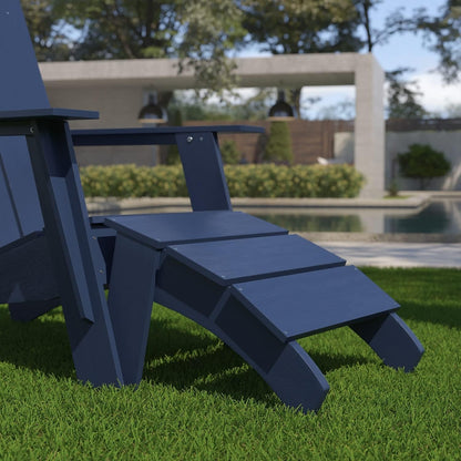 Flash Furniture Sawyer Binnen/Buiten Commerciële Grade Adirondack Ottomaanse - Navy All-Weather Adirondack-stijl voetsteun