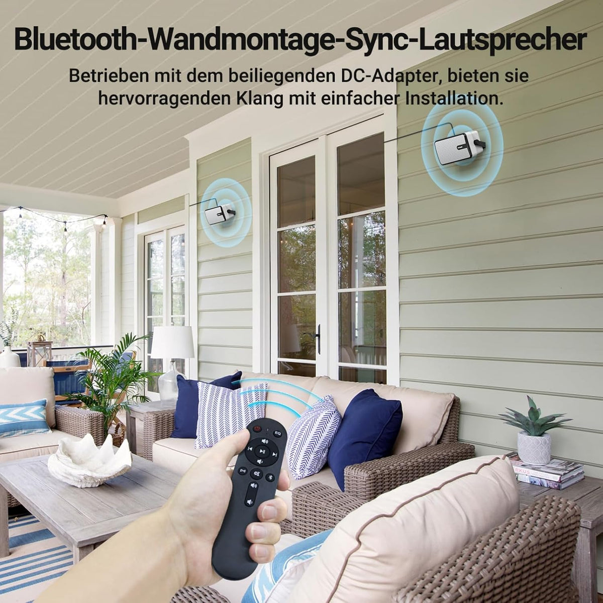 Inwa Bluetooth-Outdoorluidspreker, Draadloos Geluidssysteem voor Binnen en Buiten, IPX5-Waterdicht, 250W (2 Stuks Sync Speaker & AC/DC-Adapter, 1 Afstandsbediening, RMS 25W)