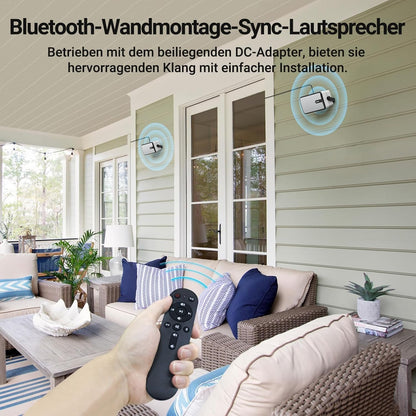 Inwa Bluetooth-Outdoorluidspreker, Draadloos Geluidssysteem voor Binnen en Buiten, IPX5-Waterdicht, 250W (2 Stuks Sync Speaker & AC/DC-Adapter, 1 Afstandsbediening, RMS 25W)