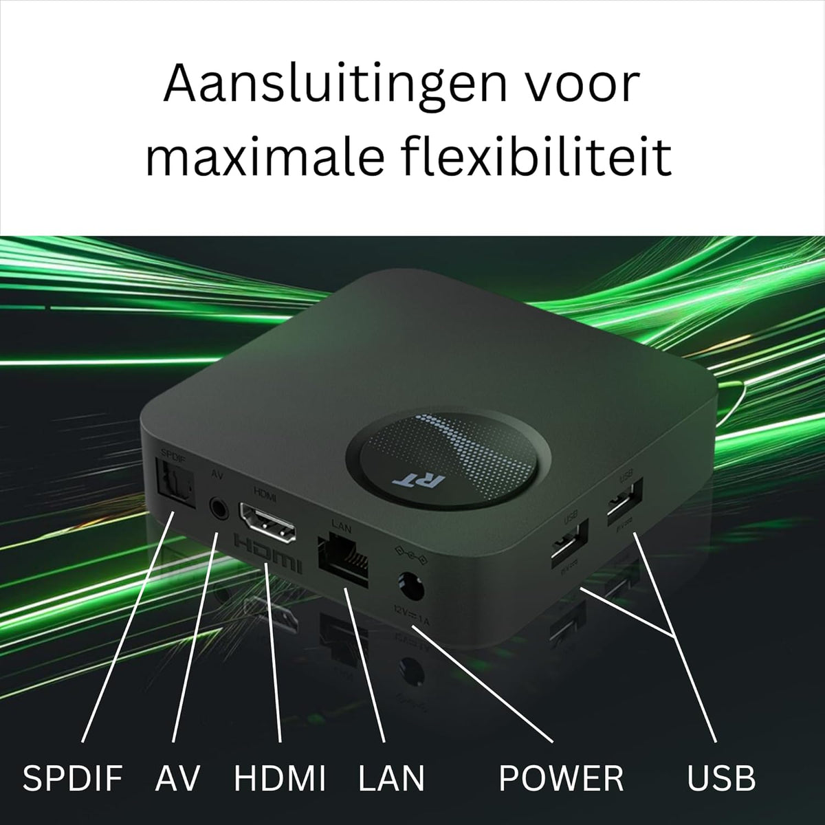 GX1 Android TV Box 4K Google TV 14 [4GB RAM & 32GB Opslag] – Mediaspeler Streaming met AI-Upscaling, HDR10+ & 3D Audio, WiFi 6, LAN, 2x USB