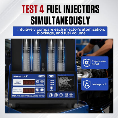 Ultrasone Brandstofinjector Cleaner en Tester – Injector Reinigingsset – Injector Tester – Brandstofinjector Reinigingsmachine – Injector Ultrasoon Reiniger – 4-Cilinder Capaciteit – Geavanceerde Ultrasone Reiniging en Meerdere Testfuncties