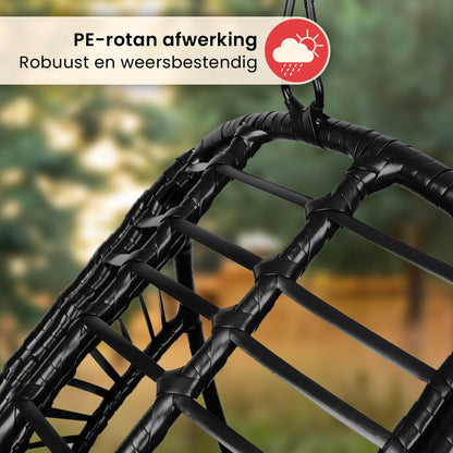Swoods XXL Egg Hangstoel – Hangstoel met standaard – Voor Binnen en Buiten – Incl. Kussens – Egg Chair – Weerbestendig - Ei Stoel – tot 150kg (Lichtgrijs)
