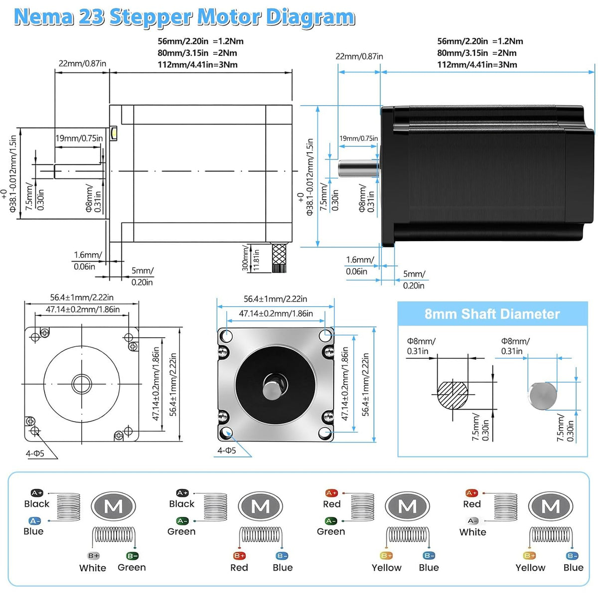 CNC Controller Kit 5 assen met Nema 23 stappenmotor 3Nm 425 oz.in 3A, DM556 stappenmotordriver, 350 W voeding, USB Mach3 besturingskaart, CNC-kit voor machine-graveermachine