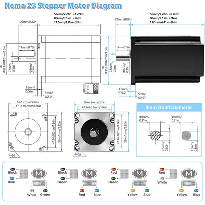 CNC Controller Kit 5 assen met Nema 23 stappenmotor 3Nm 425 oz.in 3A, DM556 stappenmotordriver, 350 W voeding, USB Mach3 besturingskaart, CNC-kit voor machine-graveermachine