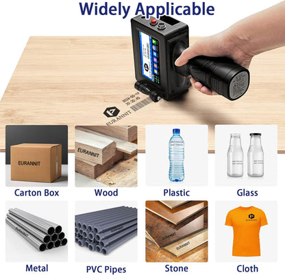 Handheld Inkjet Printer 25.4mm, E15-1 Draagbare Handheld Inkjet Printer Gun met ER521 Zwarte Inktcartridge, voor Tekst QR Barcode Batch Nummer Logo Datum Label