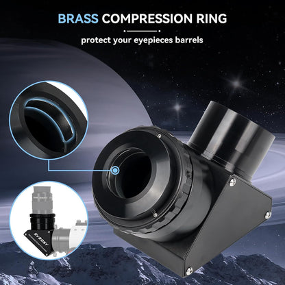 Svbony SV223 Diagonale Spiegel, 2" 90° Sterdiagonaal met 1,25" Adapter en Koolstofvezelmateriaal, 99% Reflectiviteit Zenith Spiegel voor Planetaire Deep Sky Visual