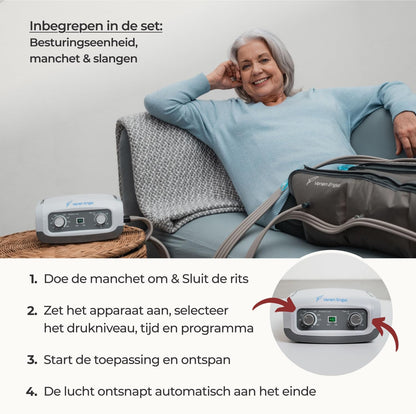 Venen Engel 4 Golfmassageapparaat met buik- & beenmanchetten, 4 luchtkamers, druk & tijd eenvoudig in te stellen