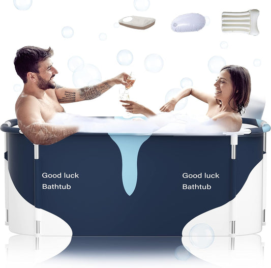 140 cm extra grote draagbare opvouwbare badkuip met metalen frame voor volwassenen, familie spa badkuip met hoes voor kleine badkamer, dikker meerlaags bad met deksel (melkstijl met metalen frame)