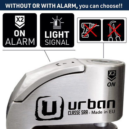 Urban UR14S Anti-diefstal Hangslot Motorfiets Remschijfslot, 120 dB alarm, 14 mm