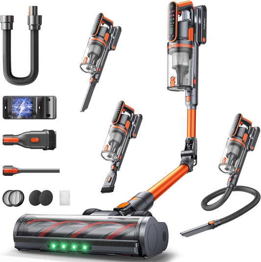 Draadloze Stofzuiger – Steelstofzuiger – Zakloze Stofzuiger – Snoerloze Stofzuiger – Handstofzuiger – Krachtige 600W Motor – 65 Min Batterijduur & Aromatherapiefunctie