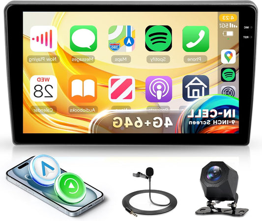 4G+64G Rimoody Android Car Radio for Peugeot 407 2004-2011, 9-Inch HD Stereo, with Wireless CarPlay, Android Auto, Navigation, GPS, Mirror Link, Bluetooth, WiFi, FM/RDS/EQ, Steering Wheel Control and - QUORE