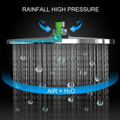 Rainsworth Douchesysteem met thermostaat, chroom, complete set met 25 cm ronde regendouche, douchekop, 3 straalsoorten, douchekop, 92-126 cm in hoogte verstelbaar, regendouche met kraan, doucheset