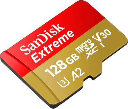Actie Camera WOLFANG GA420 4K 60FPS 24MP WiFi onderwatercamera, 2x1350mAh batterijen & SanDisk Extreme MicroSDXC UHS-I 128 GB Met SD Adapter (1 Jaar RescuePRO Deluxe, 30 Jaar Garantie) Rood/Goud