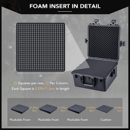 Lykus HC-3620 Waterdichte Koffer met Schuim, Binnenmaat 35,5 x 35,5 x 20,5 cm, Geschikt voor camera, lenzen, drones, mic, zaklampen, projectoren, elektronica,Gereedschap en meer