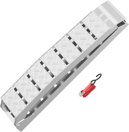 Wiltec Laadhelling inklapbaar - 2280 x 280 mm - max. draagkracht 680 kg - aluminium - met riem - voor motorfiets mountainbike quad - oprijplaat rail