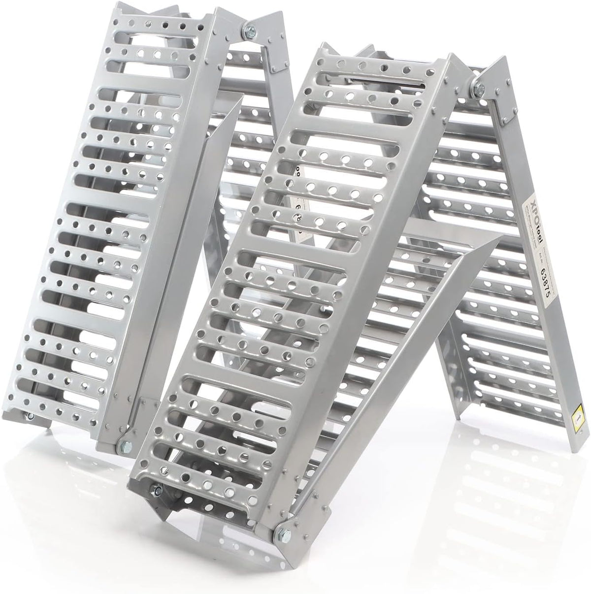 XPOtool 2x oprijplaten 340 kg 3-voudig inklapbaar 195,5x23 cm slipvast staal laadplaten voor motoren