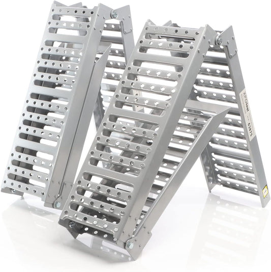 XPOtool 2x oprijplaten 340 kg 3-voudig inklapbaar 195,5x23 cm slipvast staal laadplaten voor motoren