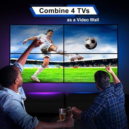 HDMl Video Wall Controller 2x2 4K, PORTTA Video Wall Processor met 11 splicing modi, RS232, 180° Rotate, audio extractor, 2x2,1x2,1x3,1x4,2x1,3x1x4x1, 4 tv-schermen in 1 wanddisplay