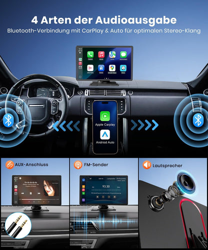 9,26 inch CarPlay Display met IPS touchscreen, draadloze Apple CarPlay en Android Auto, Bluetooth 5.0, Mirror Link, FM en AUX, snelle plug-and-play-installatie voor oudere voertuigen