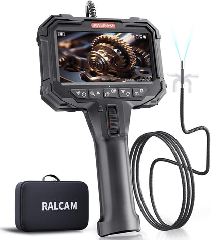 Ralcam Endoscoopcamera met licht, endoscoopcamera met 210° beweegbare kop, 6,2 mm sonde, 5 inch HD-scherm, IP67-inspectiecamera, 1,5 m elastische slangenbuis, buiscamera voor auto en huis