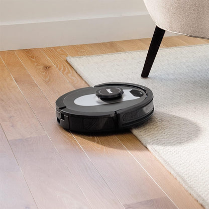 Shark AI 360 Self-Empty Vacuümrobot, anti-haarwrap, automatisch afzuigstation, tapijten en harde vloeren, wifi, optimaal tegen dierenhaar, 34,8 x 34,8 x 10 cm, zwart/zilver