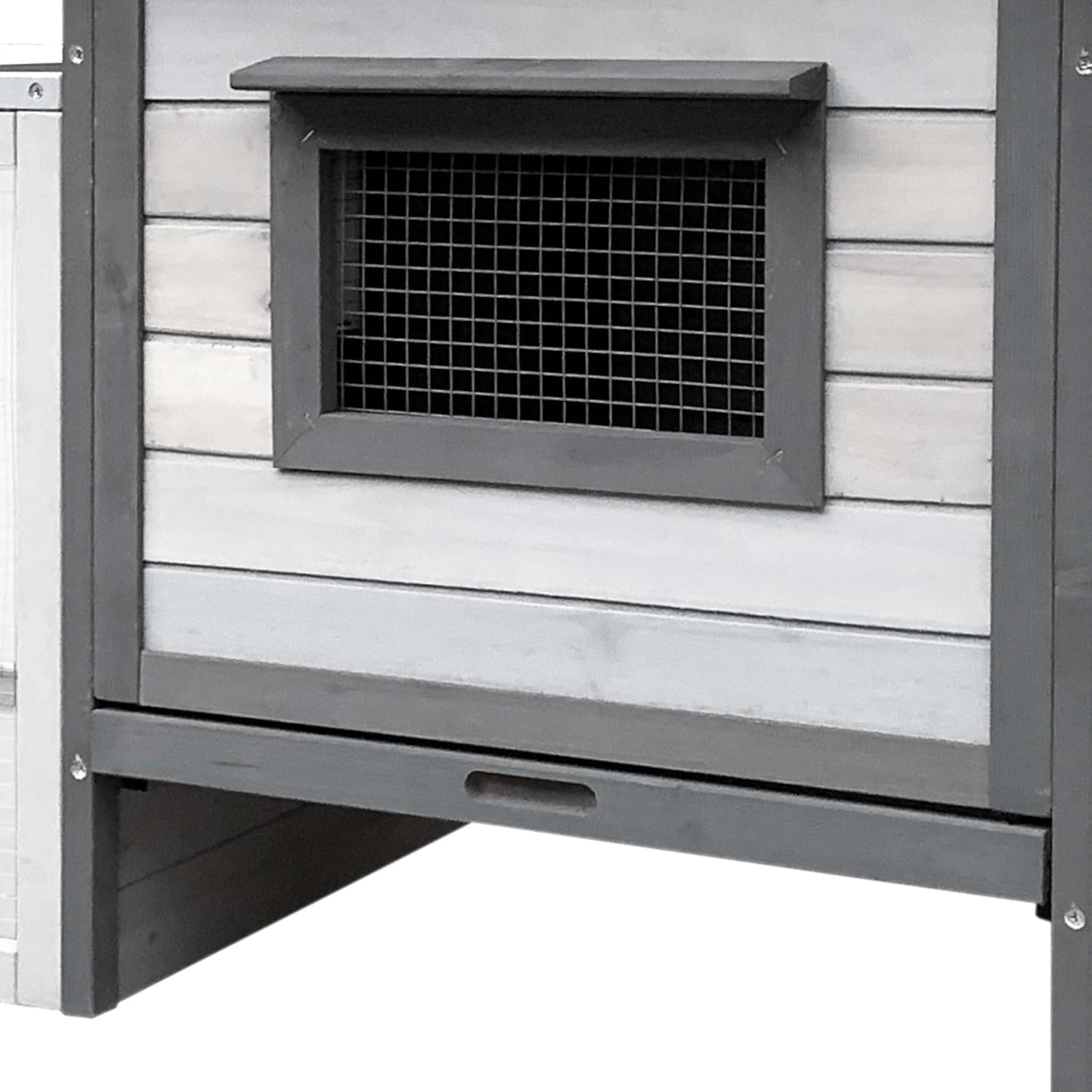 Rabbit hutch light grey 146x75x83 cm made of wood - rodent house free walking space - removable bowl - QUORE