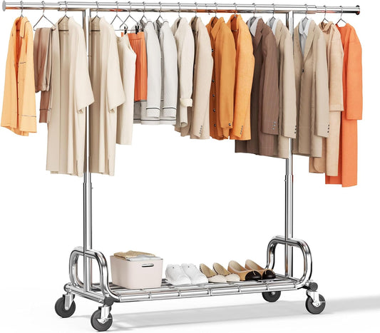 HOKEEPER Kledingrek op wielen, zware belasting, kledingrek voor het ophangen van kleding