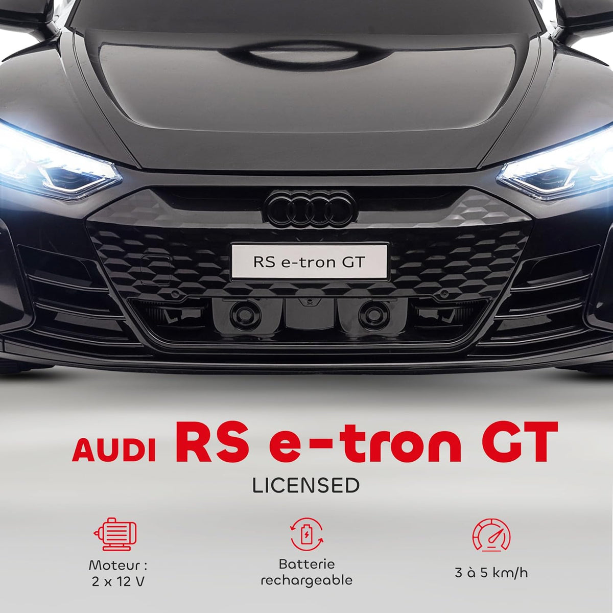 HOMCOM Elektrische auto kinderen 12 V – afstandsbediening voor ouders – V max. 5 km/u – geluidseffecten – Audi RS E-tron GT zwart