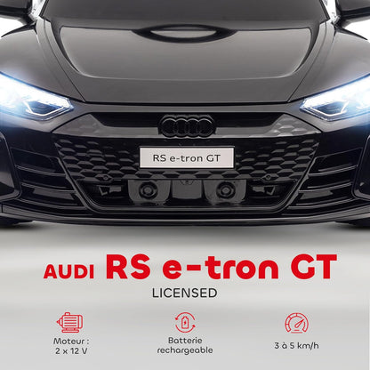 HOMCOM Elektrische auto kinderen 12 V – afstandsbediening voor ouders – V max. 5 km/u – geluidseffecten – Audi RS E-tron GT zwart