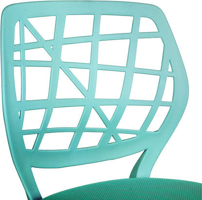 FurnitureR 2 stuks Home Office-stoel, ergonomische verstelbare hoogte draaibare rolstoel, computerstoel voor thuis, kantoor en studie, metaal, roze, turquoise, 38,5 cm x 40 cm x 75-87 cm