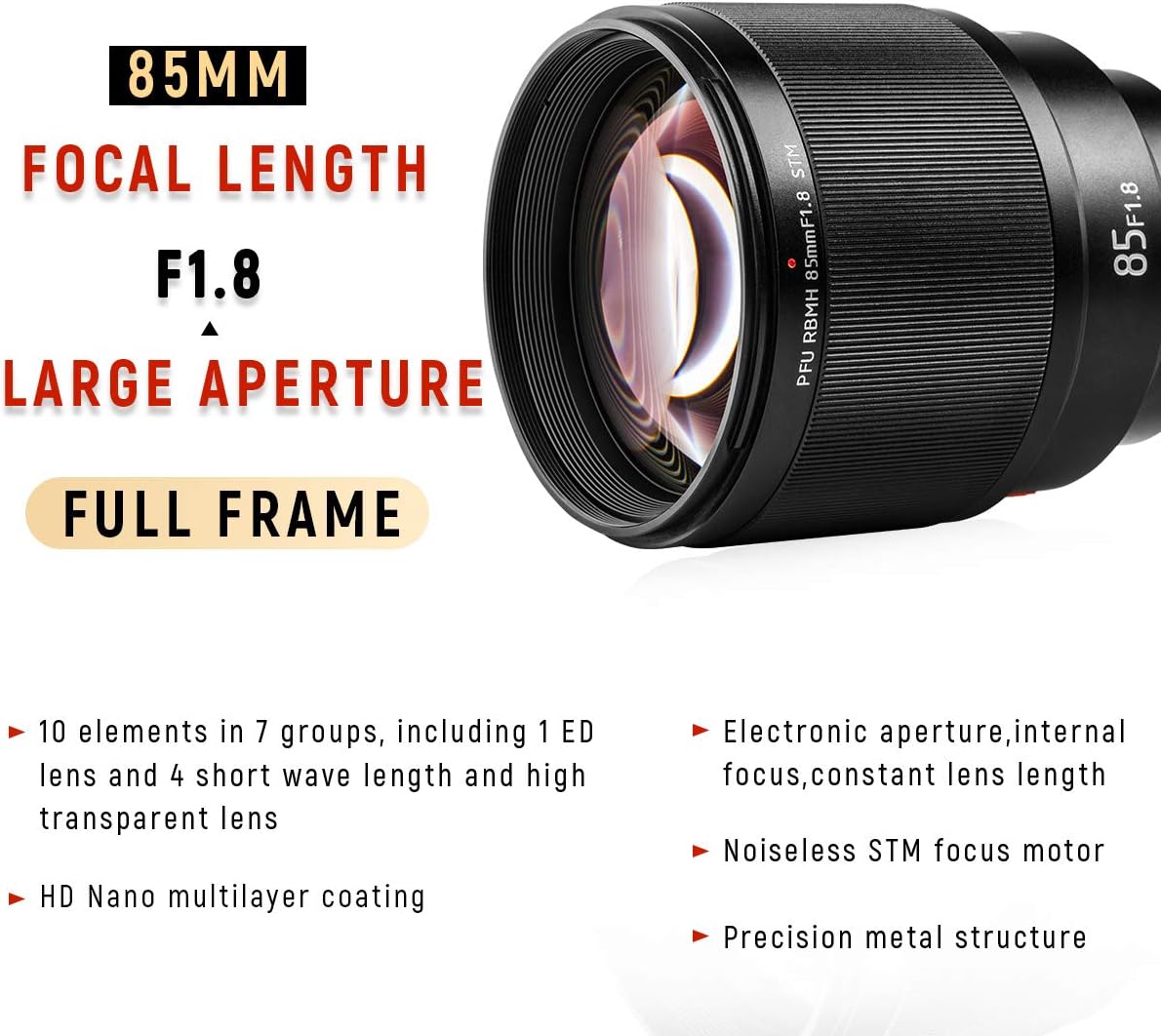 85mm F1.8 - Moderne E-mount cameralens voor Mark II Sony - Autofocus - Full Frame - QUORE