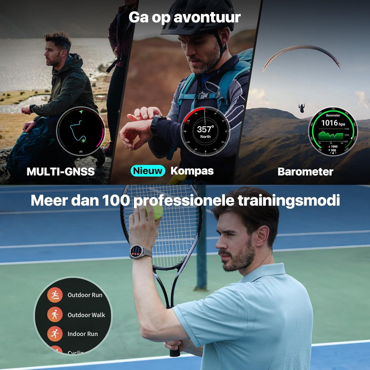 TicwatchPro 5 Android Smartwatch voor heren Snapdragon W5+ Gen 1 Platform Wear OS Smart Watch 80 uur batterijduur Gezondheid Fitness Tracking Ingebouwde GPS 5ATM Waterbestendigheid Kompas Eén maat