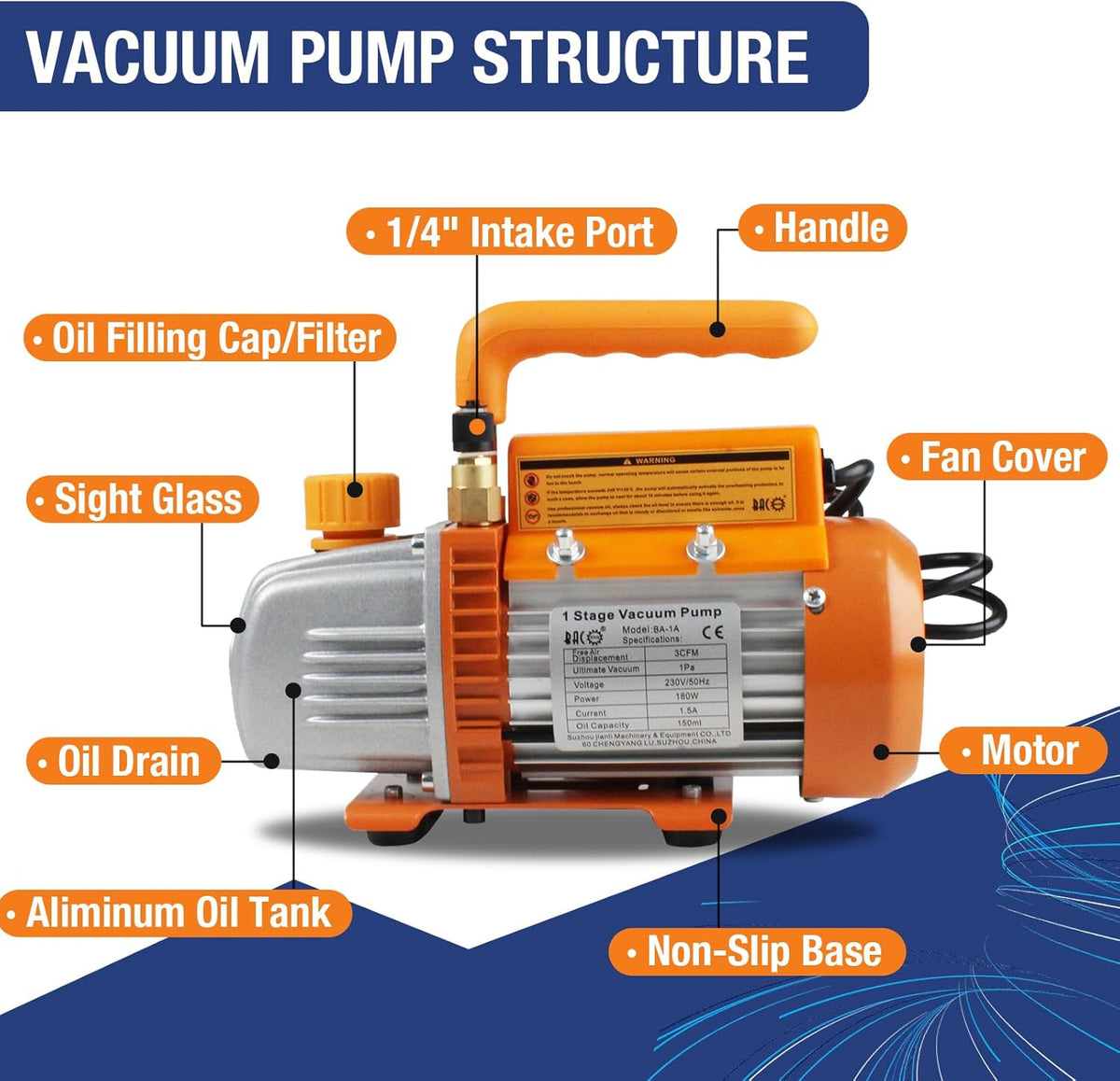 Vacuümpomp – Vacuum Pomp – Vacumeerpomp – Vacuüm Machine – Luchtpomp – 3 CFM 85 L/min – Compact en Stil - QUORE